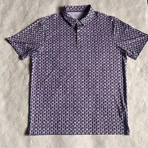 Maelreg Performance Polo Golf Shirt Men’s XL Pink Navy Abstract